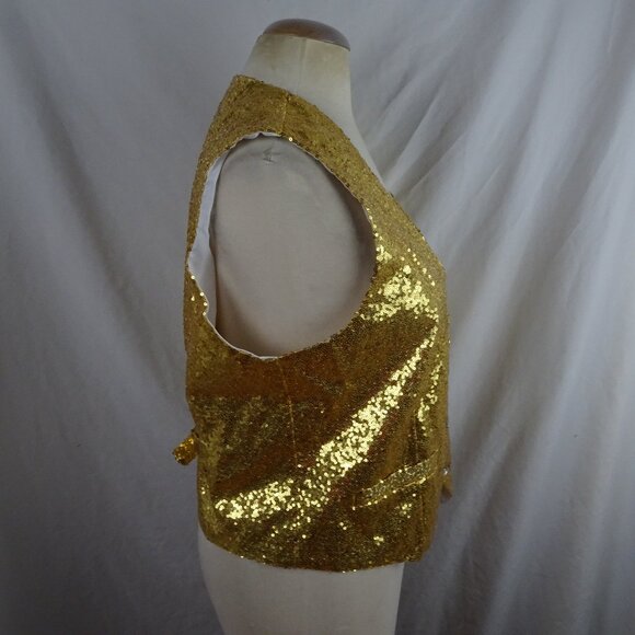 Adult Gold Shiny Sequin Vest Size M - Picture 4 of 11